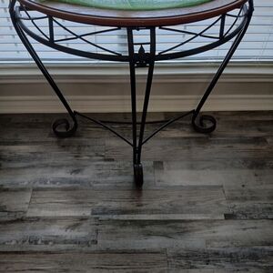 Round Metal and Glass Accent Table